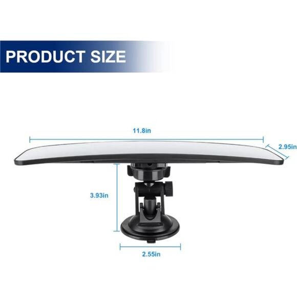 Car Rear View Mirror with Suction Cup, Anti Glare Wide Angle HD Auto Rearview - Picture 2 of 7